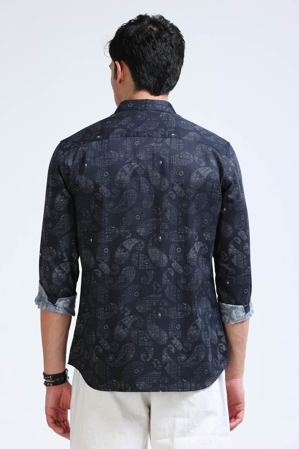Black Printed Shirt - Slim Fit Party Wear