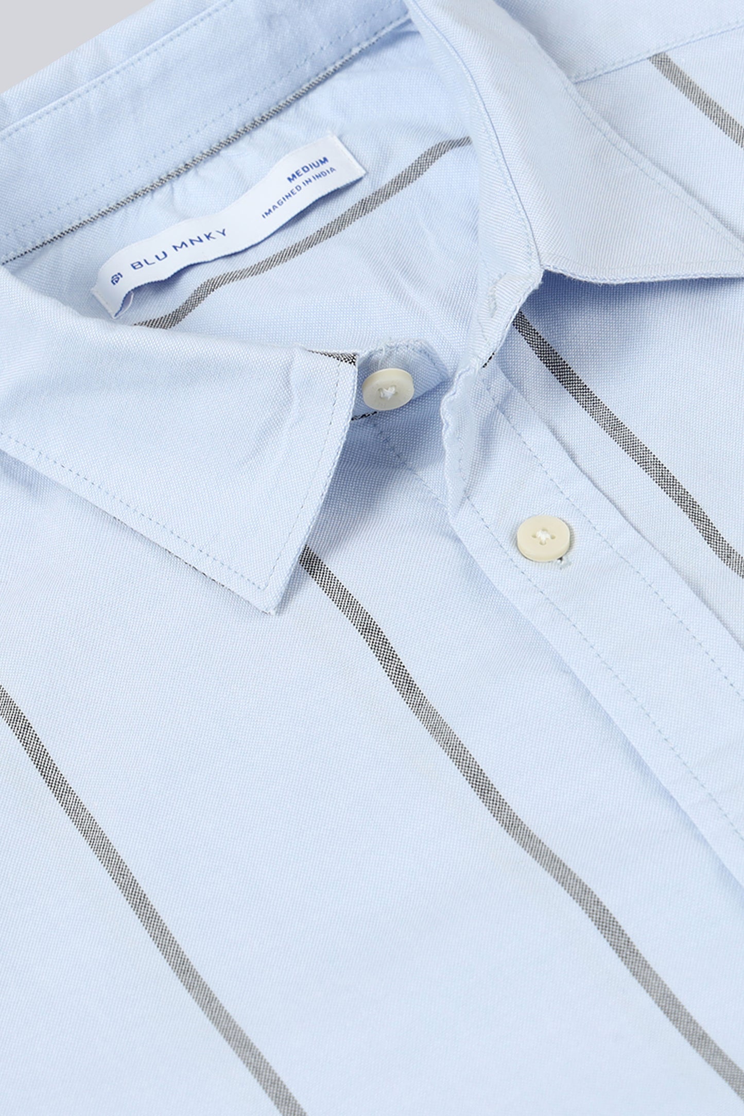 Classic Striped Oxford Cotton Shirt Sky Blue