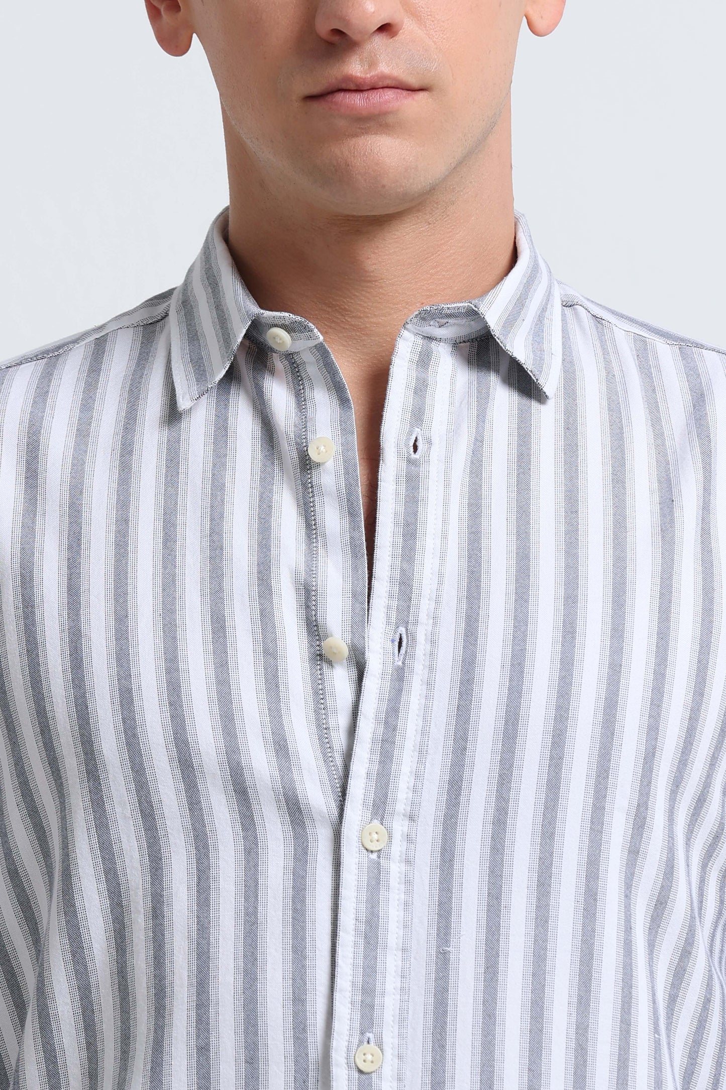 Classic Striped Oxford Cotton Shirt Black White