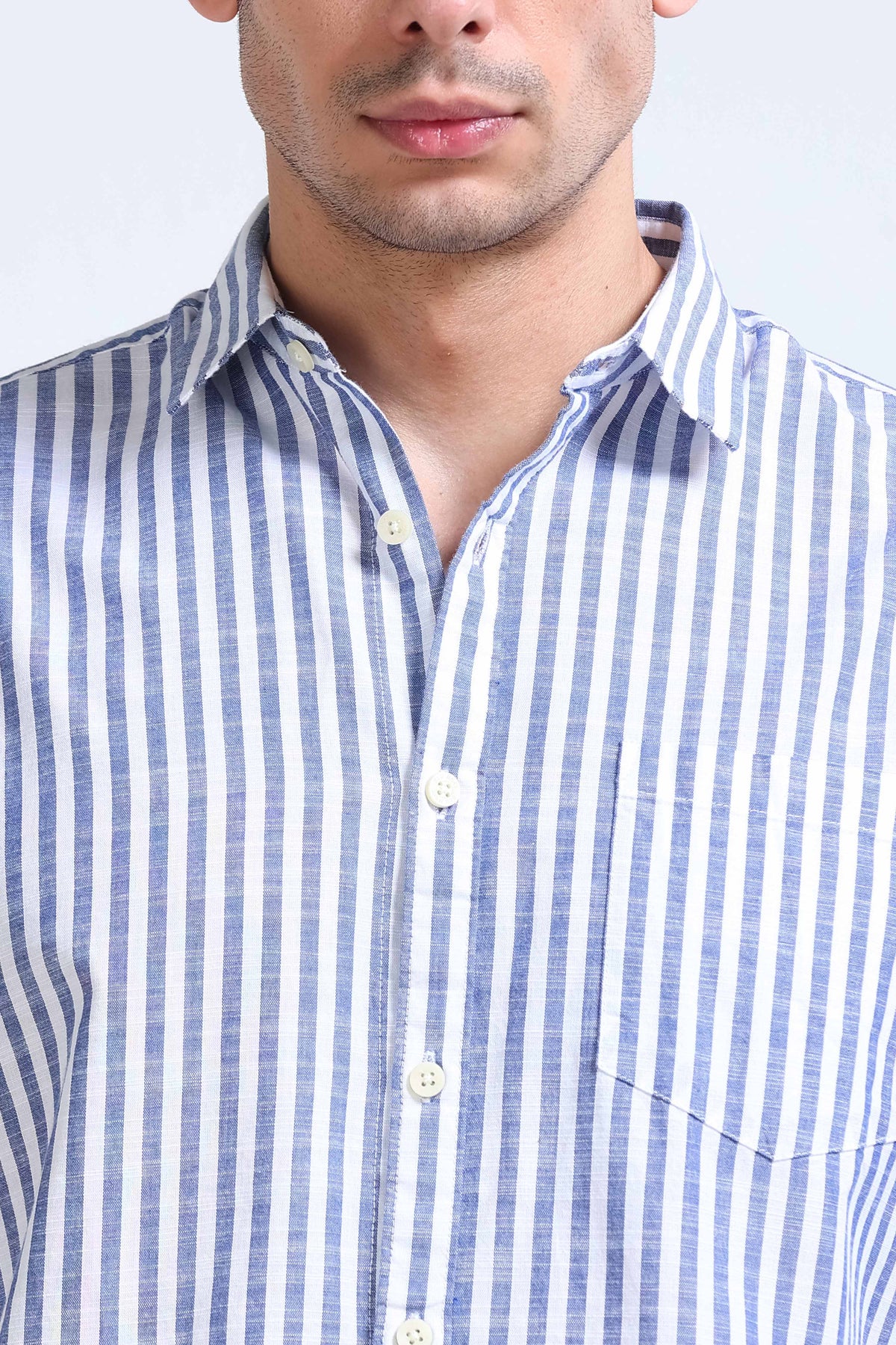 Blue White Pinstripe Shirt - Slim Fit