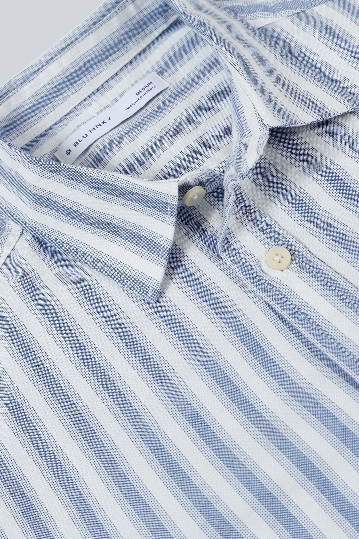Classic Striped Oxford Cotton Shirt Dk Blue White