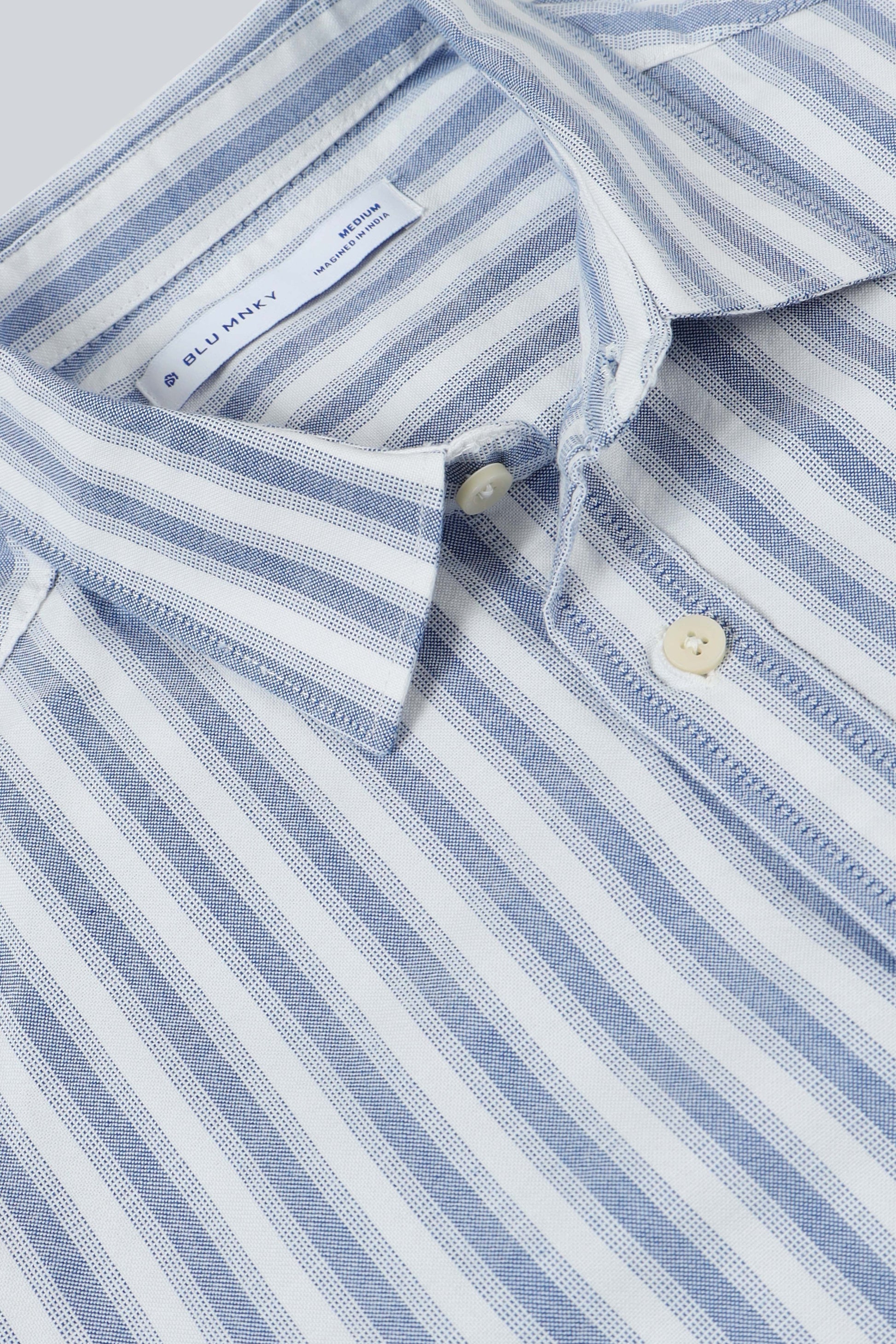 Classic Striped Oxford Cotton Shirt Dk Blue White