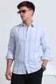 Classic Striped Oxford Cotton Shirt Sky Blue
