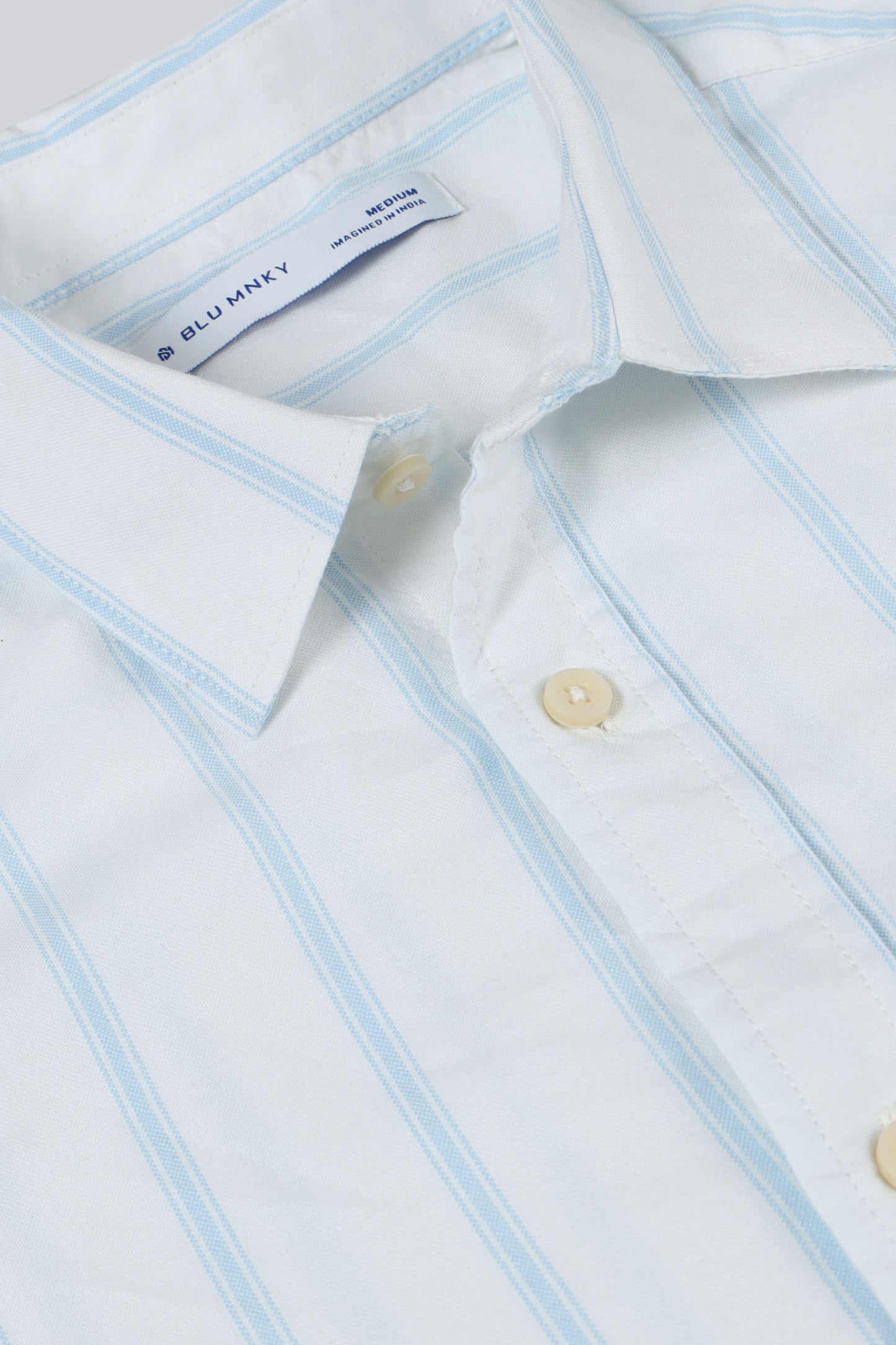 Classic Striped Oxford Cotton Shirt White Sky Blue