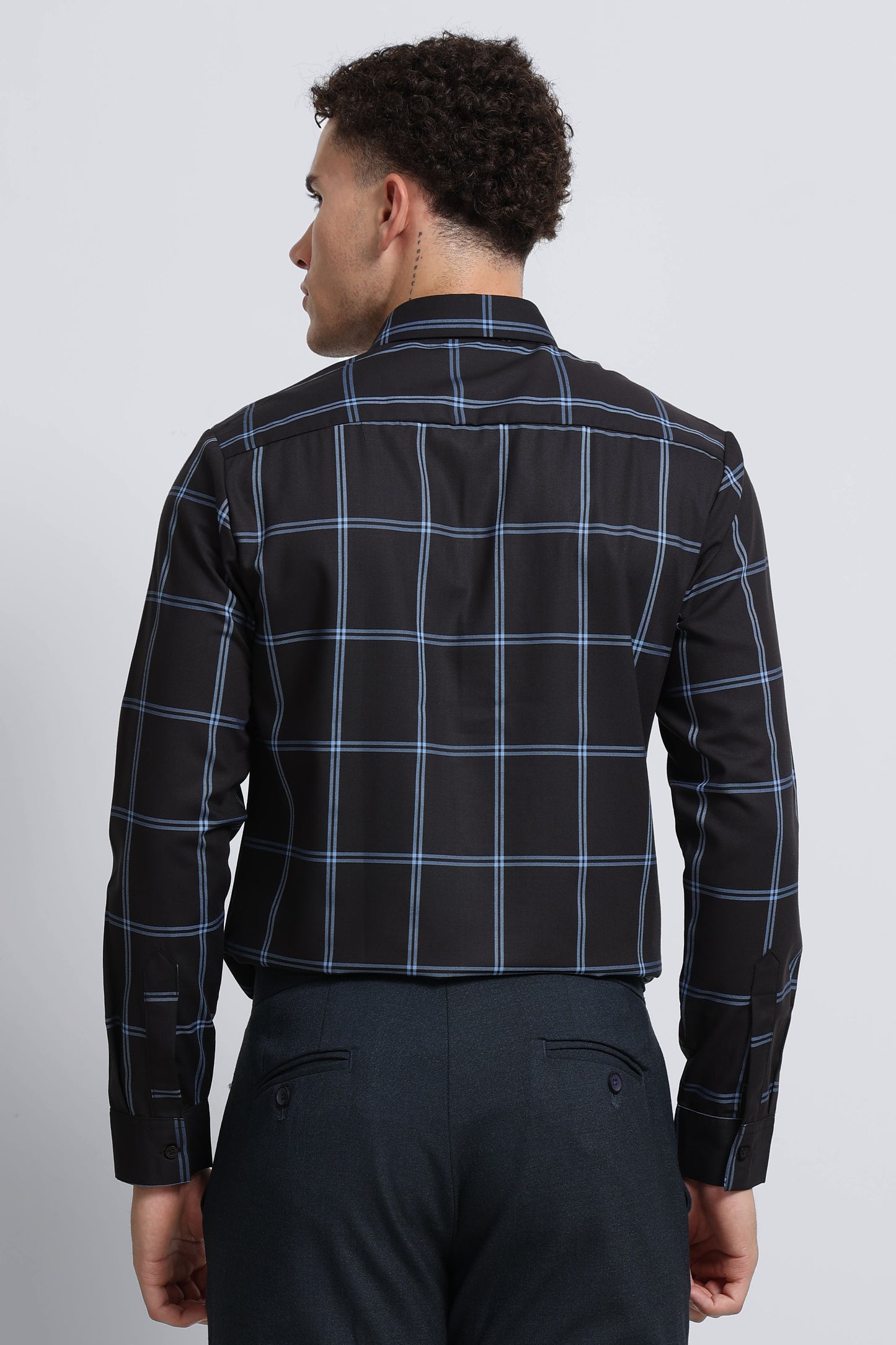 Premium Checked Slim-fit Shirt Black Blue