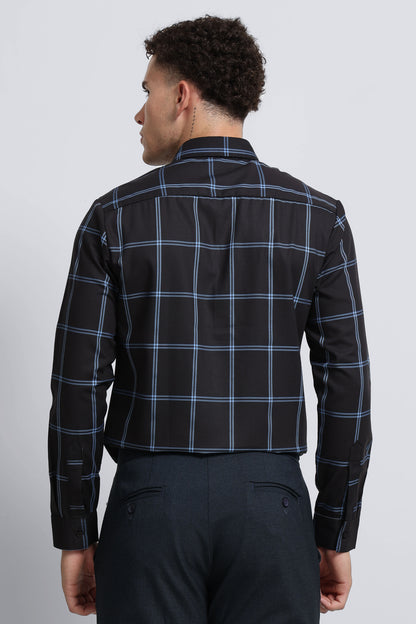 Premium Checked Slim-fit Shirt Black Blue