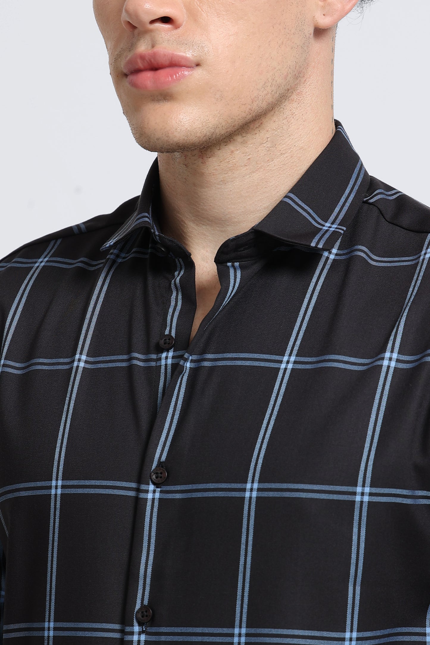 Premium Checked Slim-fit Shirt Black Blue