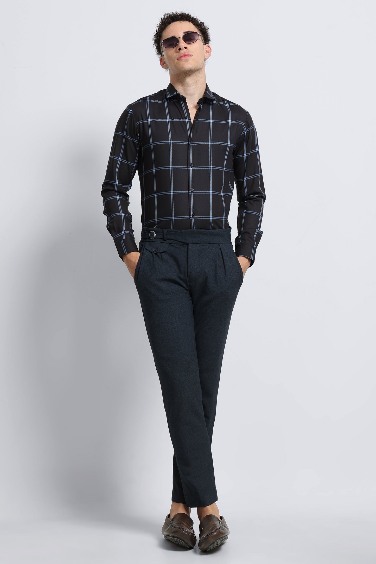 Premium Checked Slim-fit Shirt Black Blue