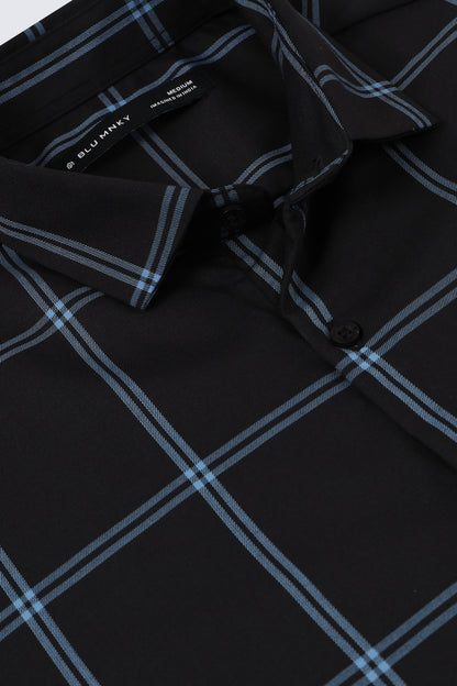 Premium Checked Slim-fit Shirt Black Blue