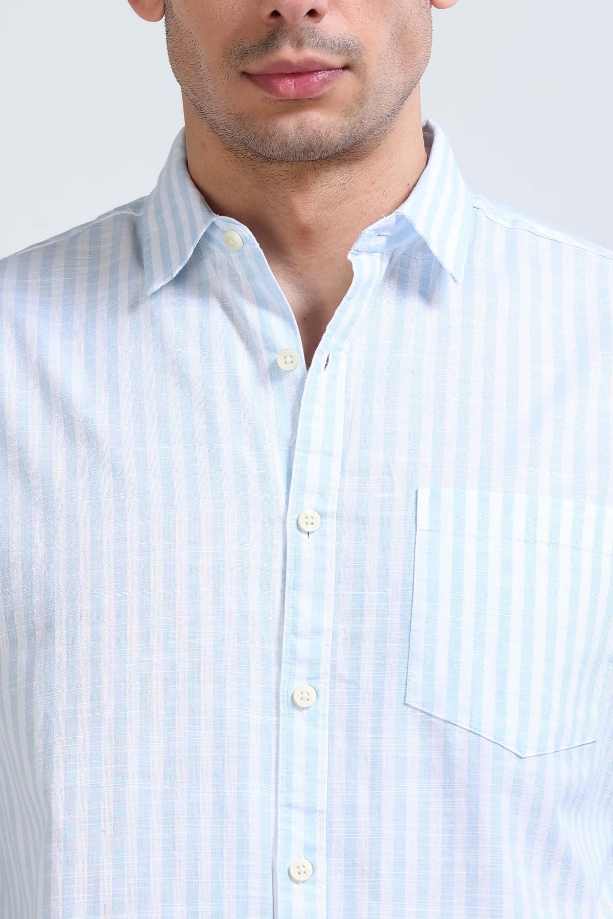 Sky Blue Pinstripe Shirt - Slim Fit