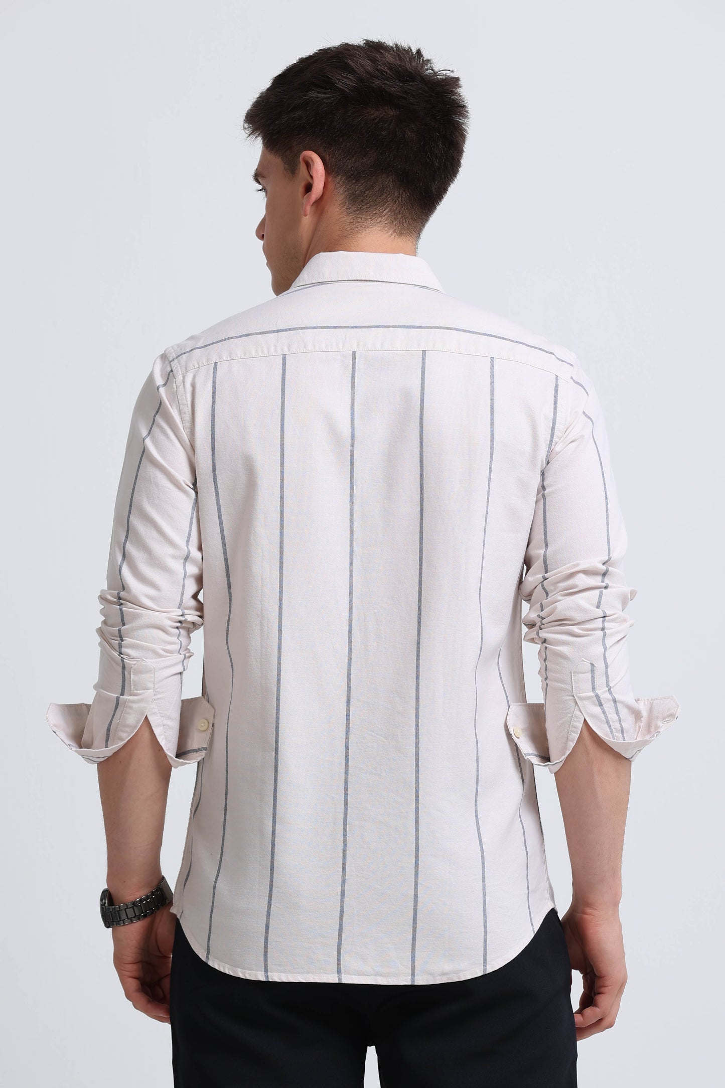Classic Striped Oxford Cotton Shirt Lt Cream