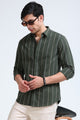 Green Bold Striped Shirt - Slim Fit