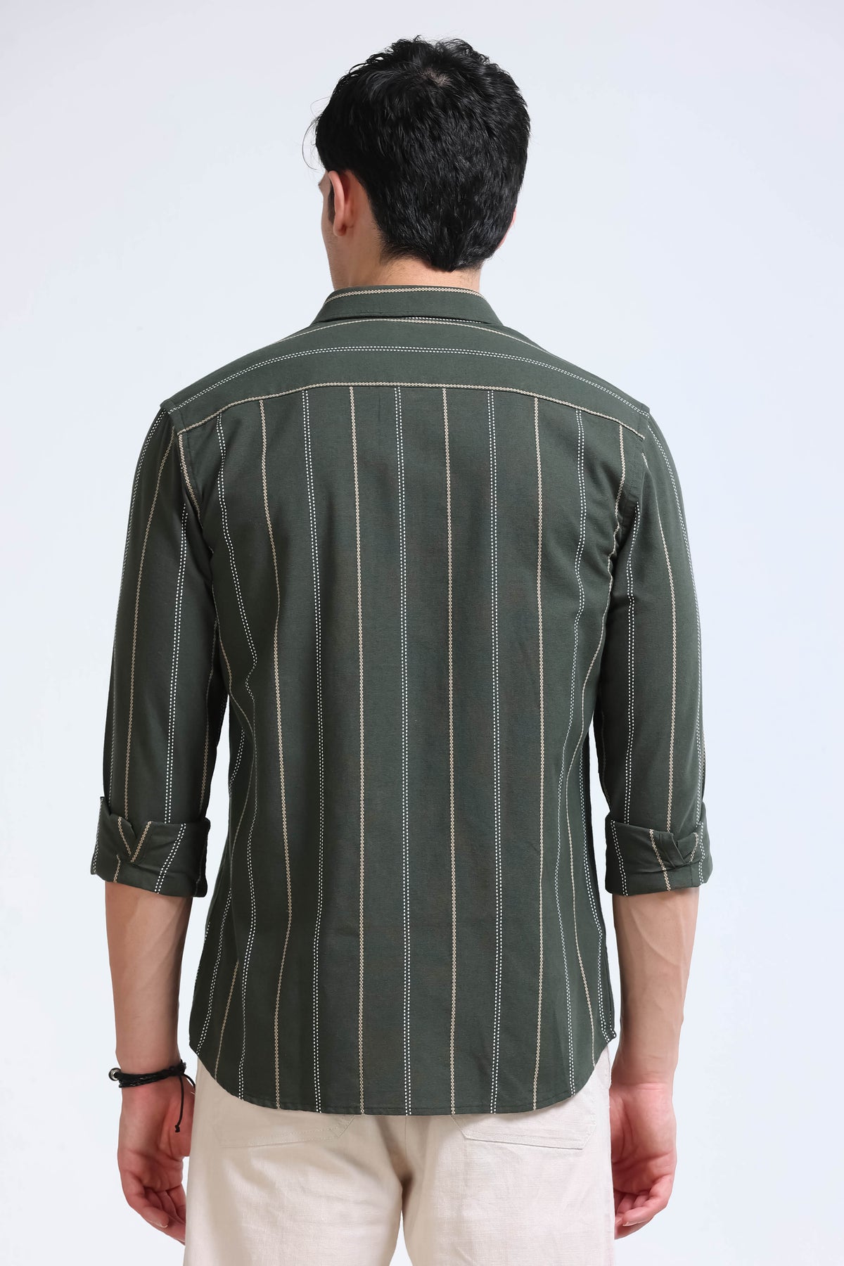 Green Bold Striped Shirt - Slim Fit