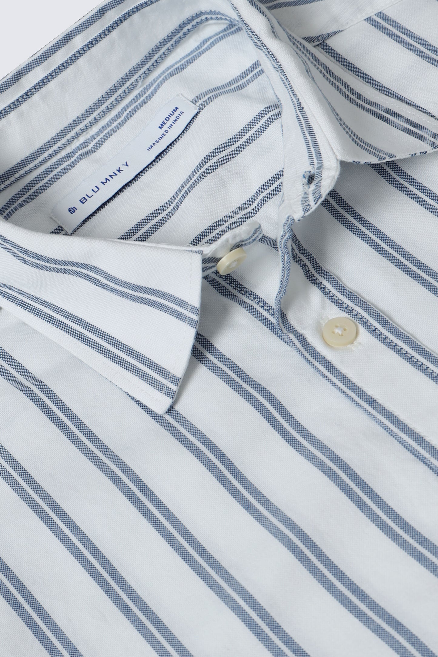 Classic Striped Oxford Cotton Shirt Blue White