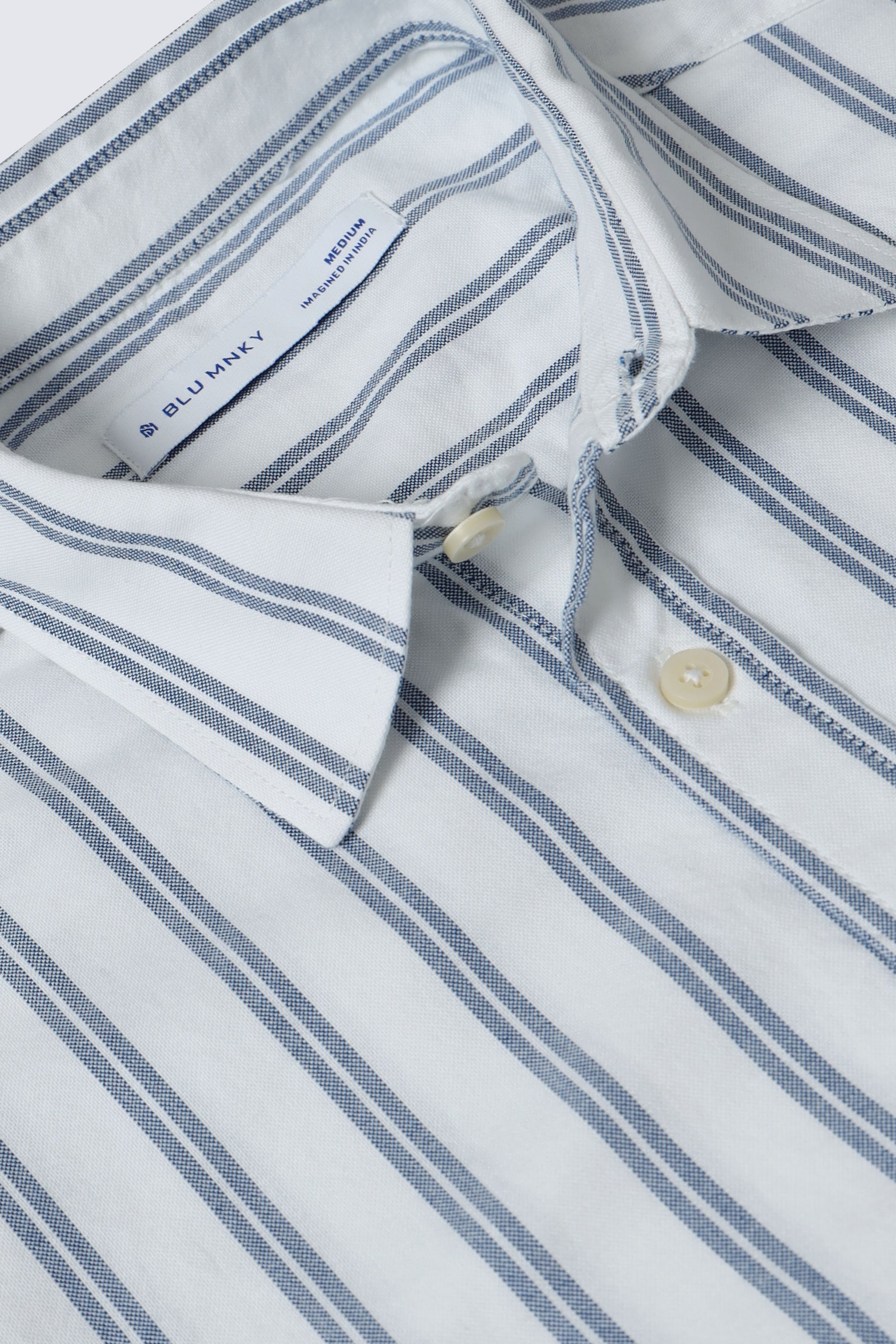 Classic Striped Oxford Cotton Shirt Blue White