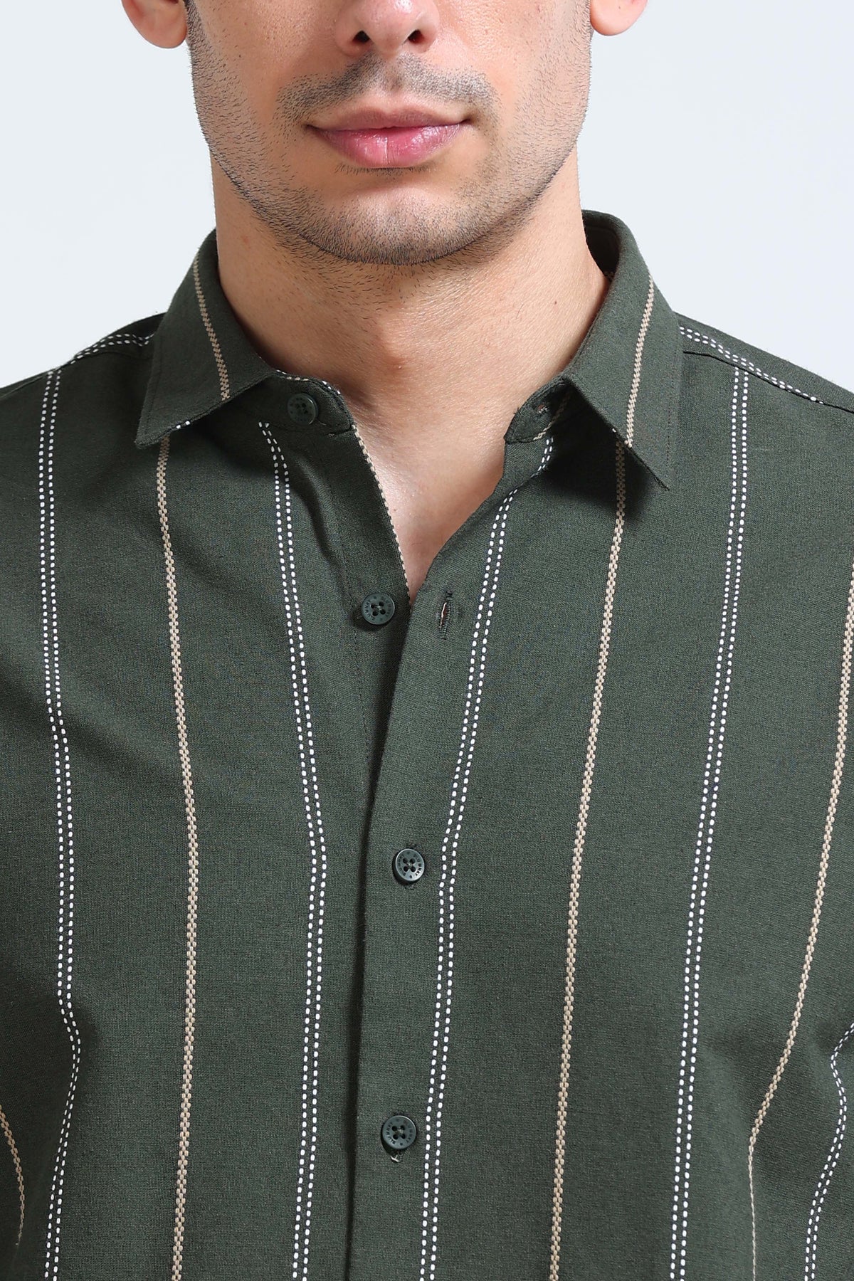 Green Bold Striped Shirt - Slim Fit