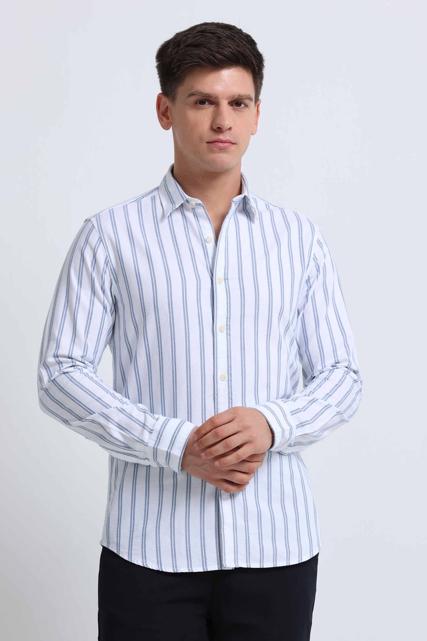 Classic Striped Oxford Cotton Shirt Blue White