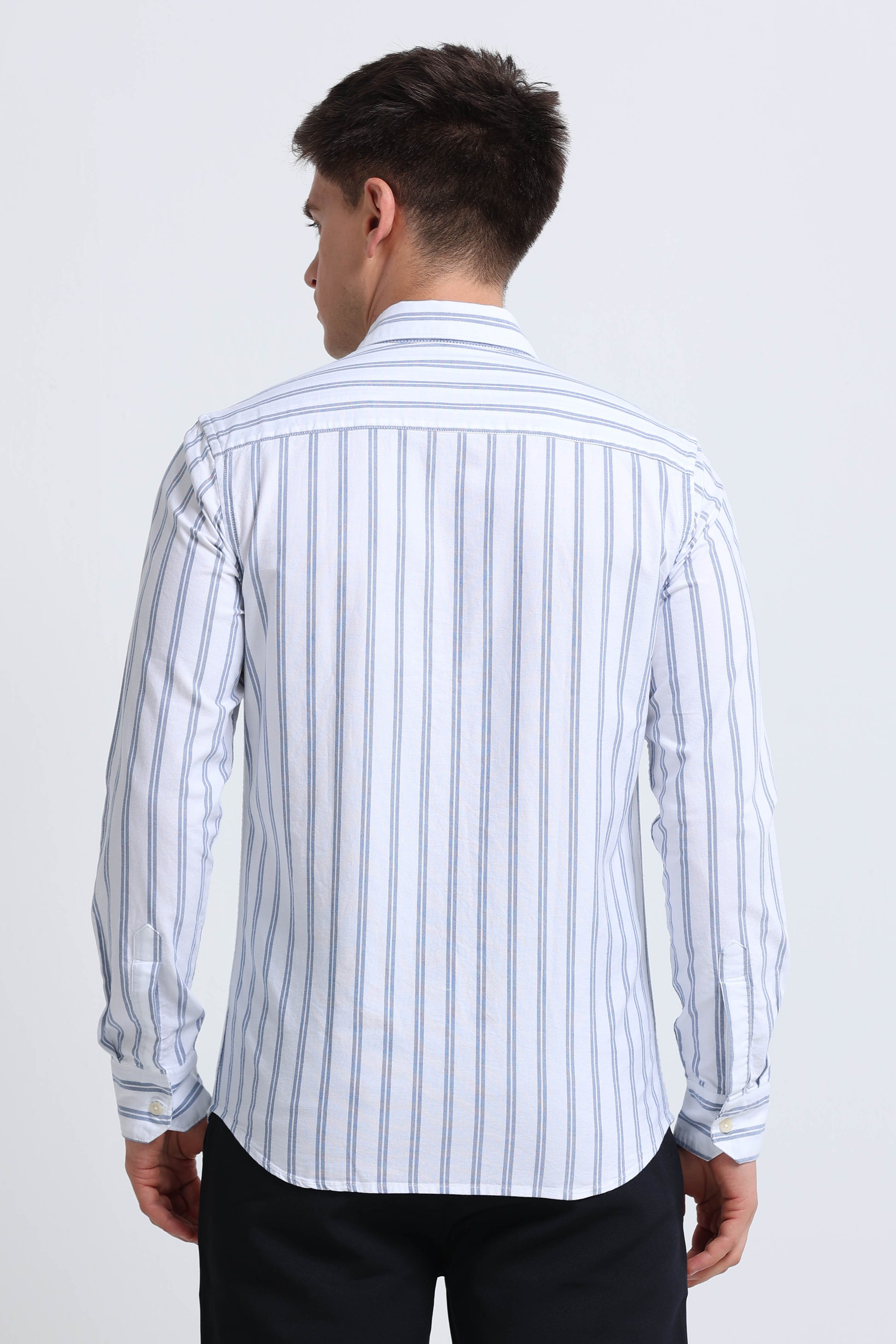 Classic Striped Oxford Cotton Shirt Blue White
