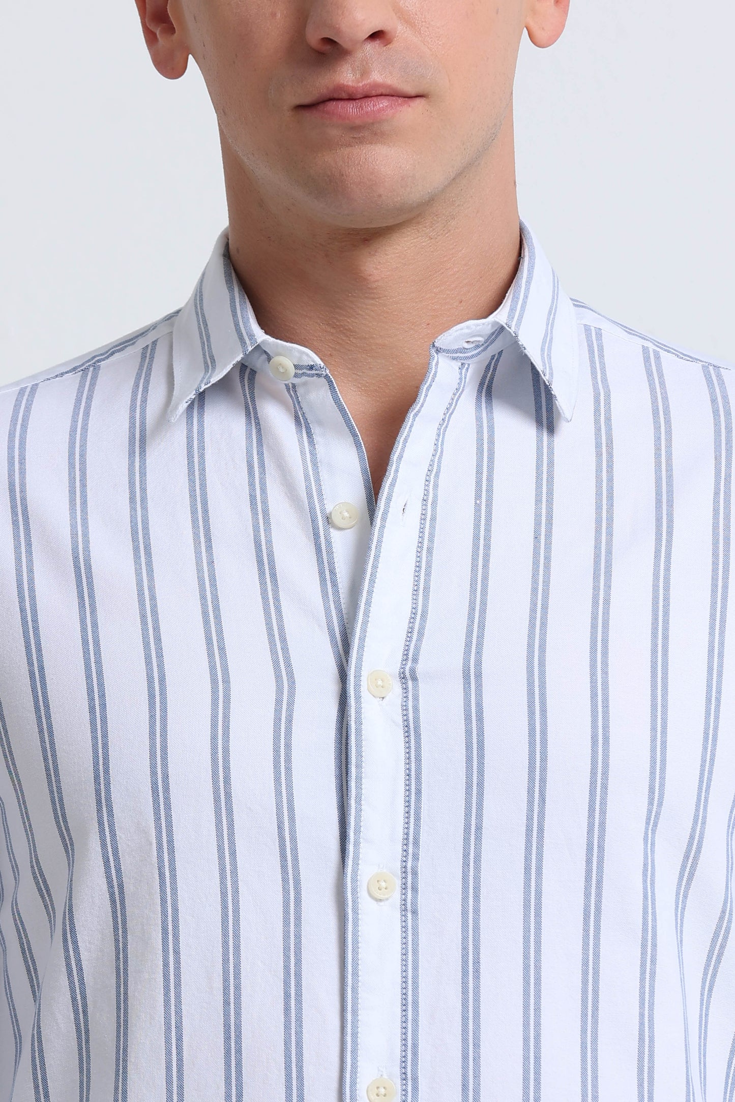 Classic Striped Oxford Cotton Shirt Blue White