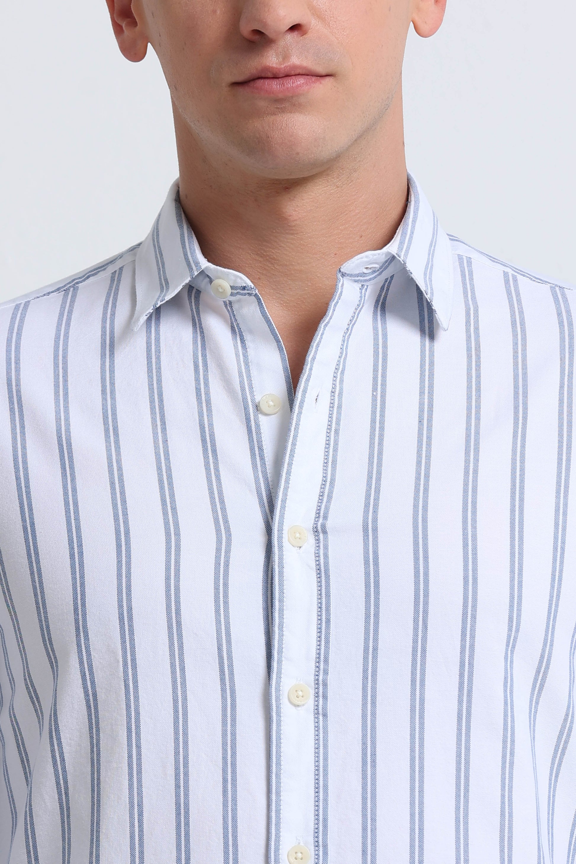 Classic Striped Oxford Cotton Shirt Blue White