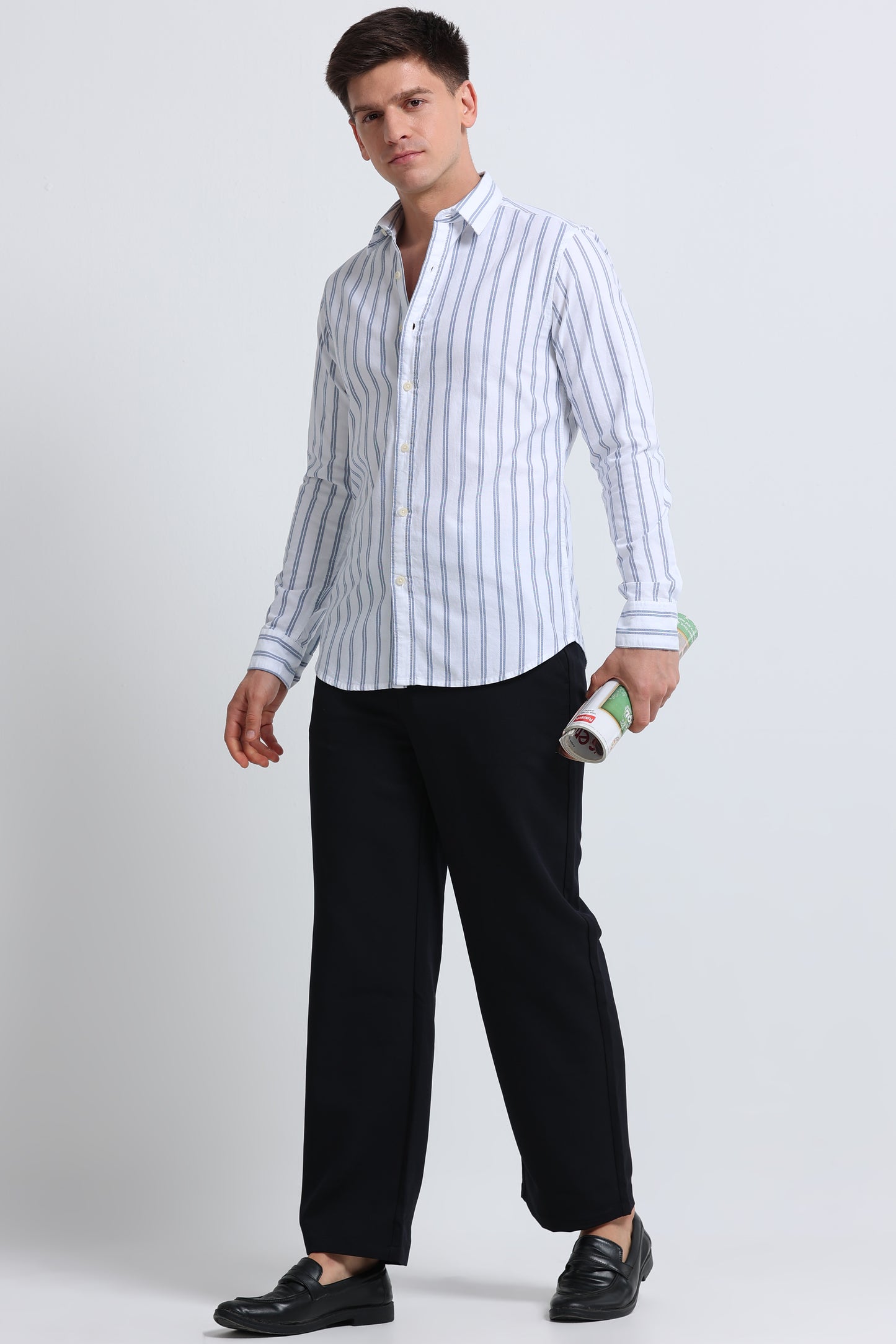 Classic Striped Oxford Cotton Shirt Blue White