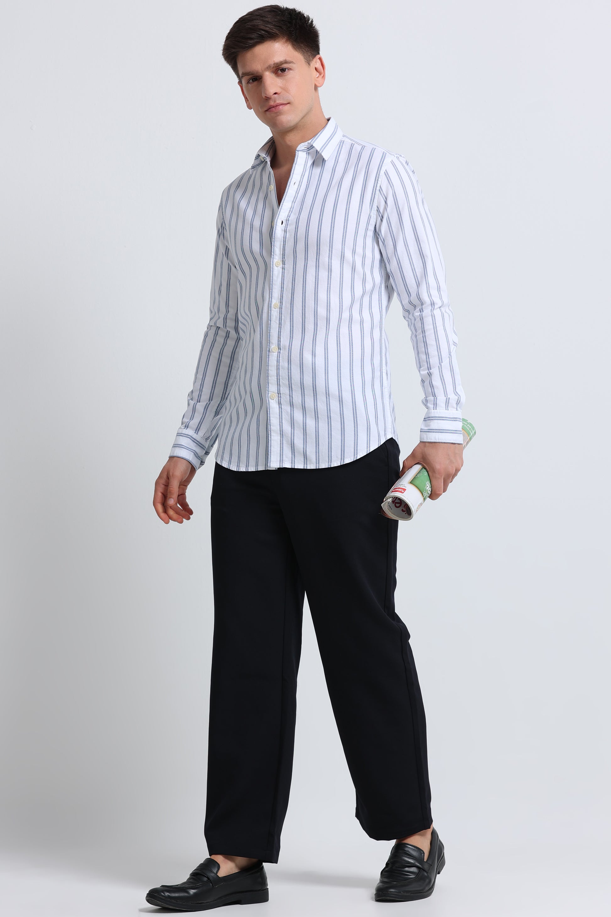 Classic Striped Oxford Cotton Shirt Blue White