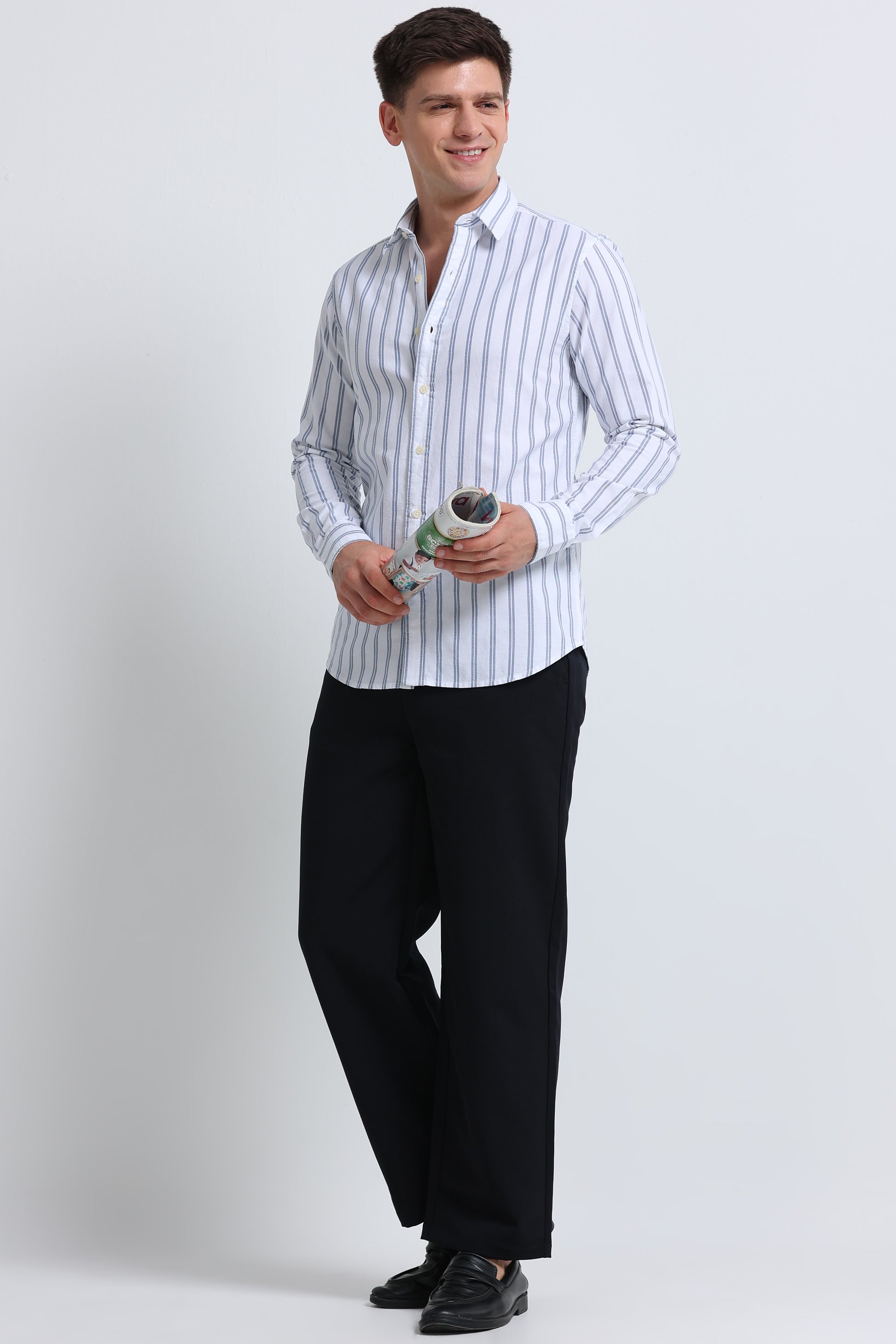 Classic Striped Oxford Cotton Shirt Blue White