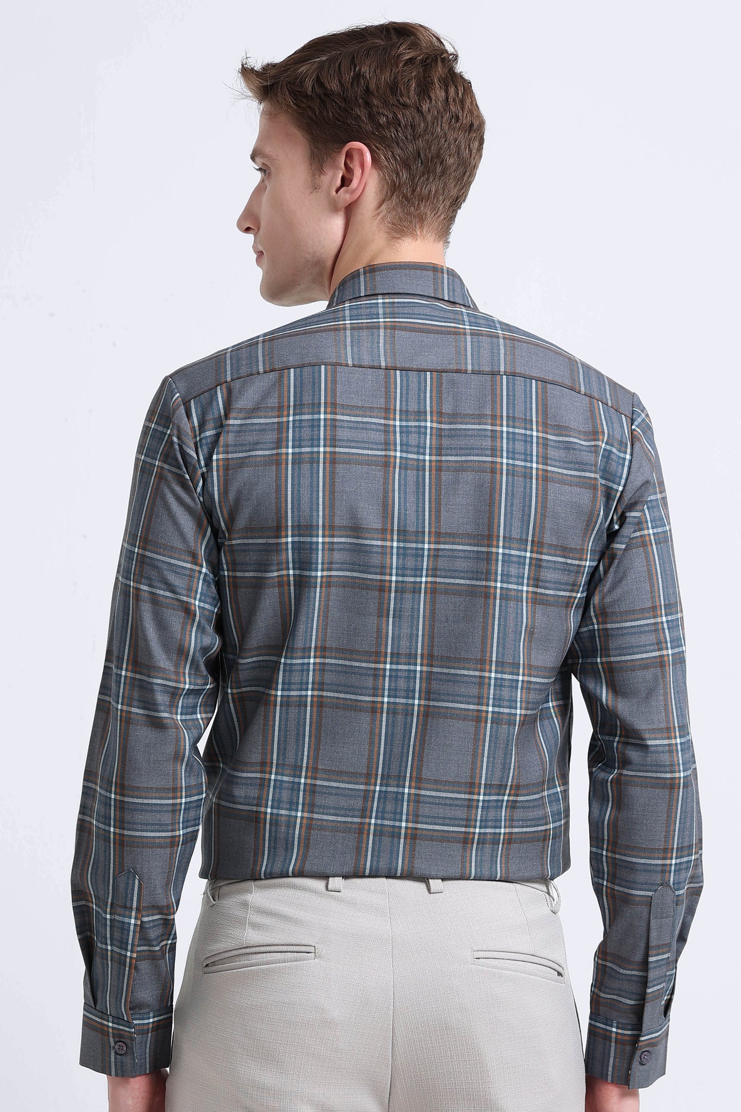 Classic Checked Slim Fit Shirt Cream Black