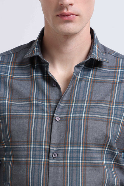 Classic Checked Slim Fit Shirt Cream Black