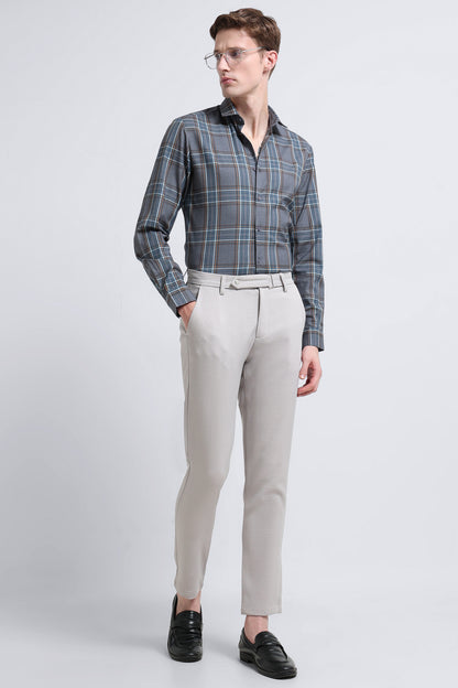 Classic Checked Slim Fit Shirt Cream Black