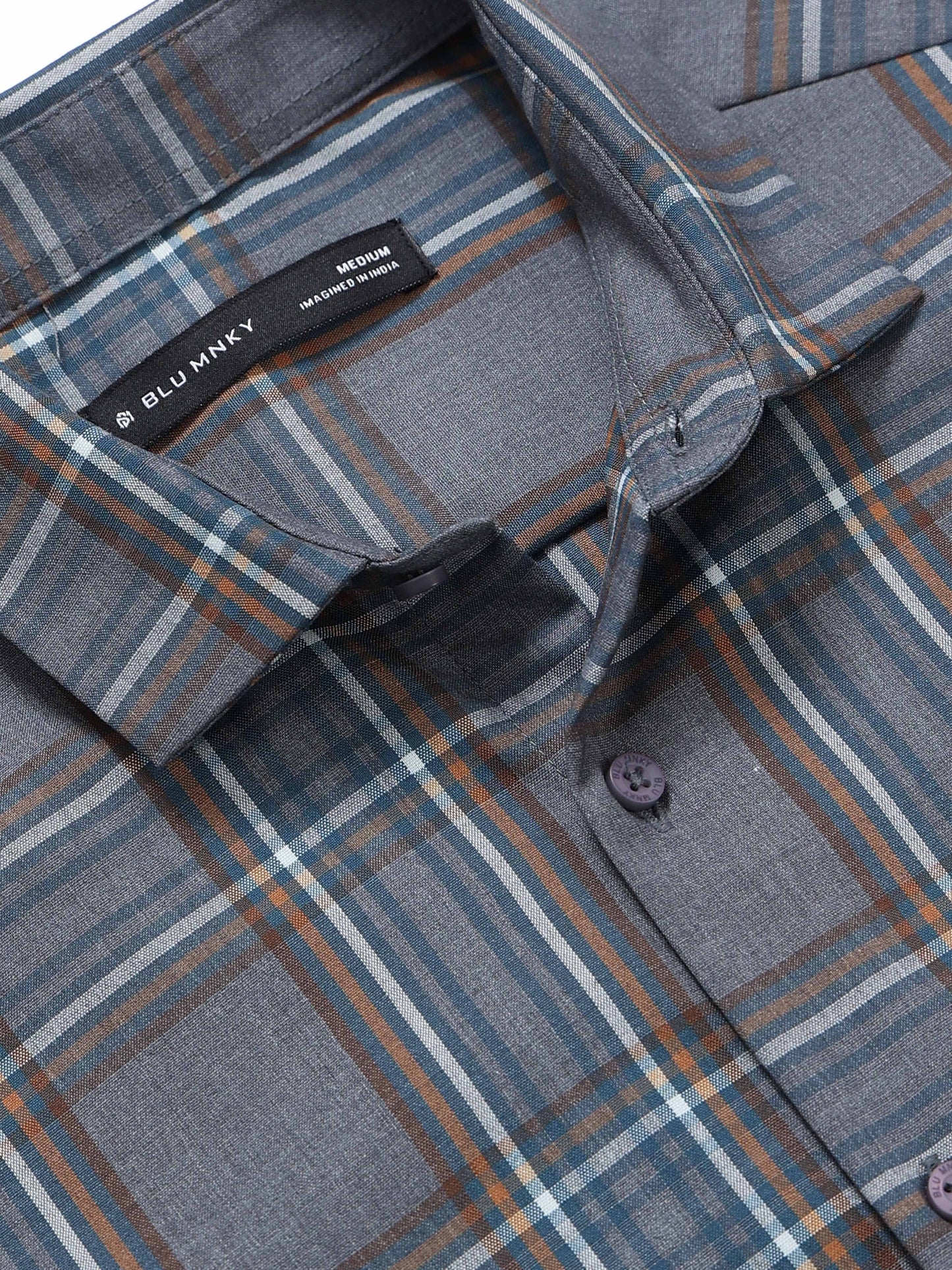 Classic Checked Slim Fit Shirt Cream Black