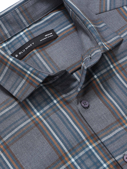Classic Checked Slim Fit Shirt Cream Black