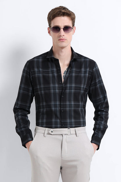 Classic Checked Slim Fit Shirt Navy