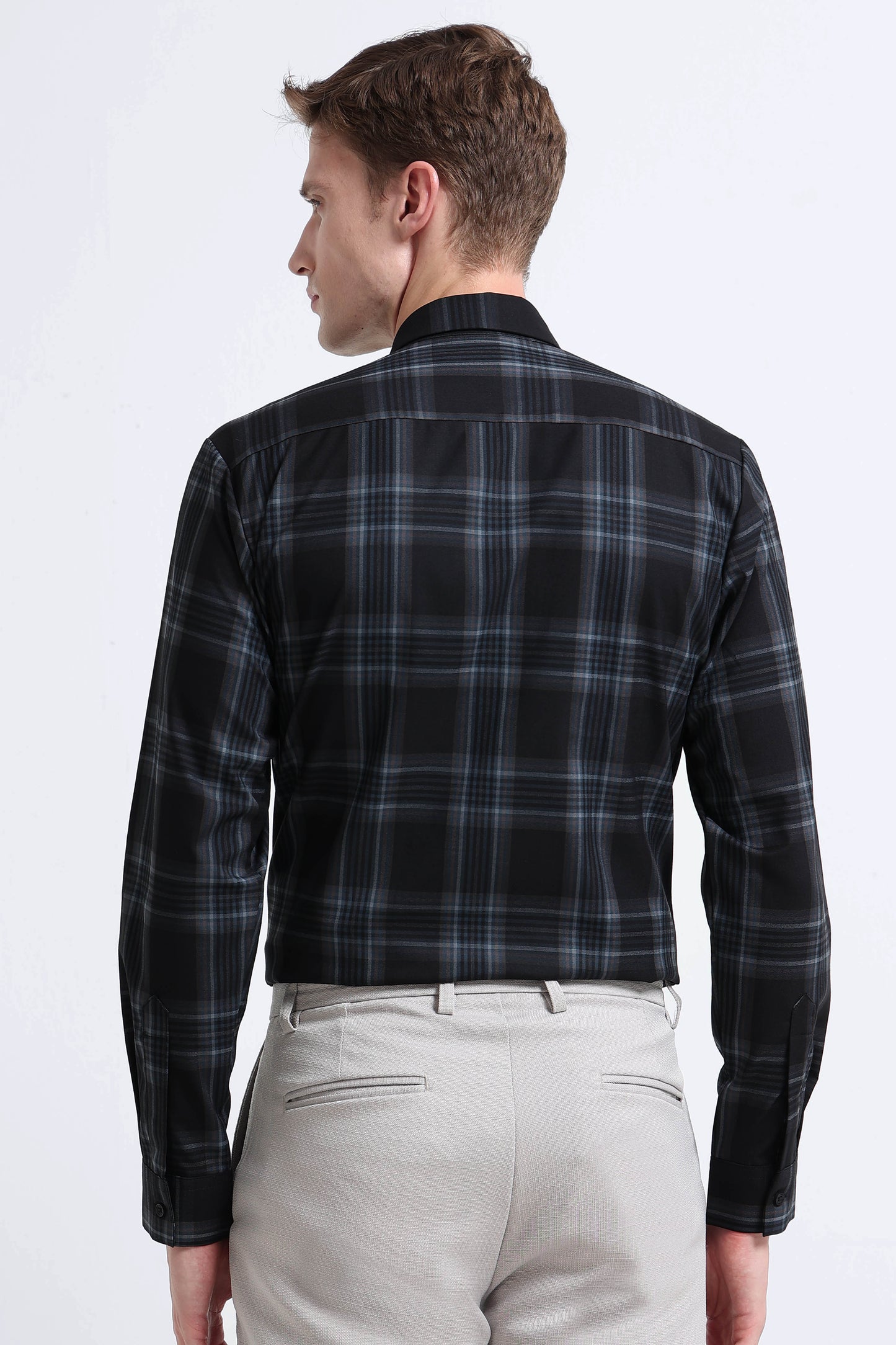 Classic Checked Slim Fit Shirt Navy