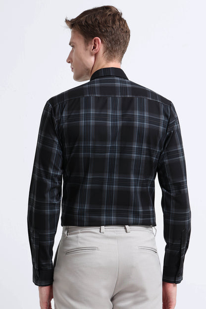 Classic Checked Slim Fit Shirt Navy