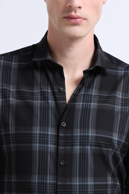 Classic Checked Slim Fit Shirt Navy