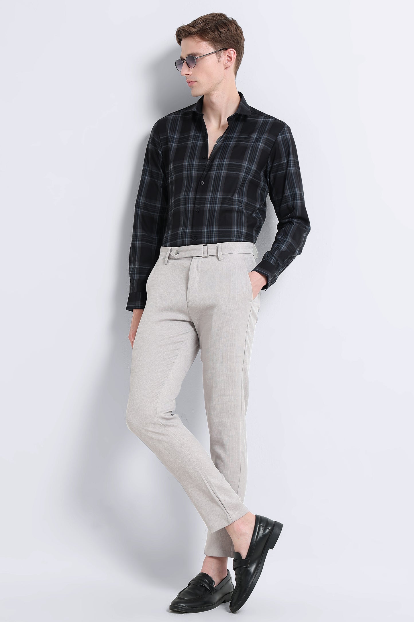 Classic Checked Slim Fit Shirt Navy