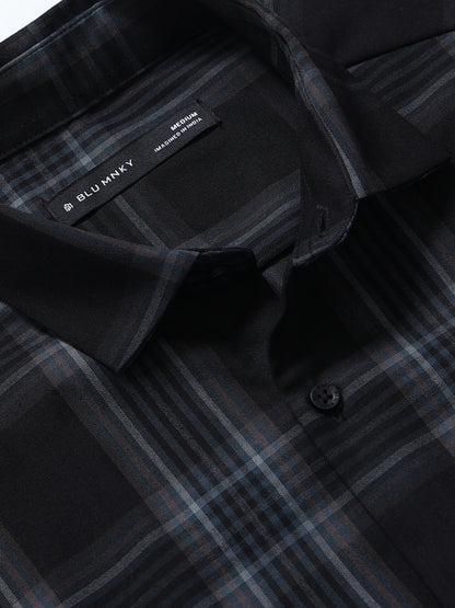 Classic Checked Slim Fit Shirt Navy