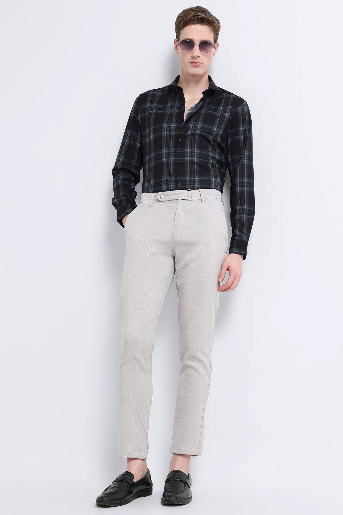 Classic Checked Slim Fit Shirt Navy