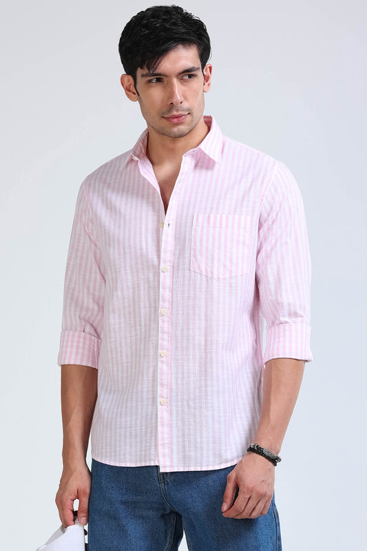Pink White Pinstripe Shirt - Slim Fit