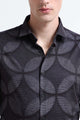Contemporary Printed Cotton Blend Shirt Lt Grey Black