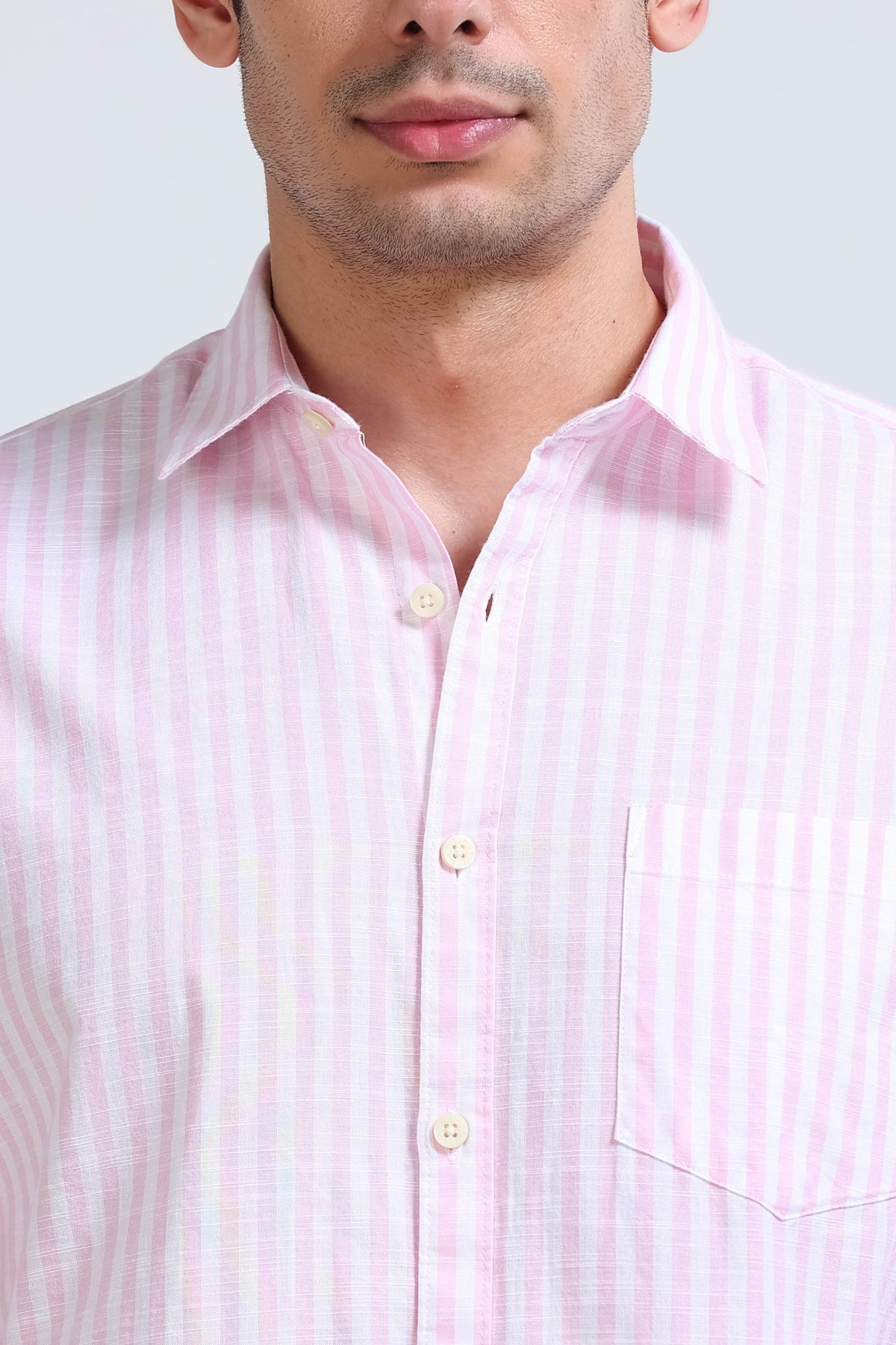 Pink White Pinstripe Shirt - Slim Fit