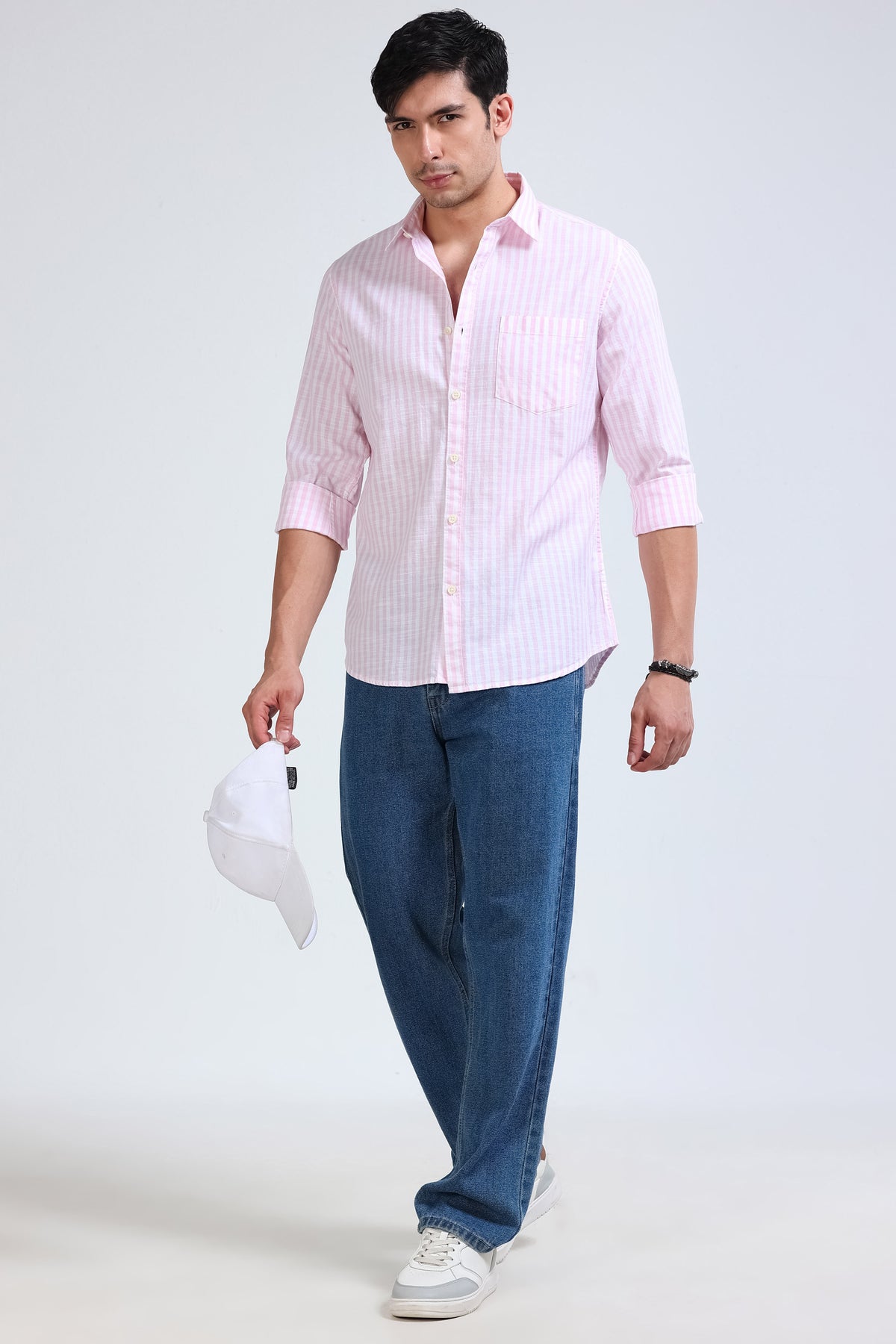 Pink White Pinstripe Shirt - Slim Fit