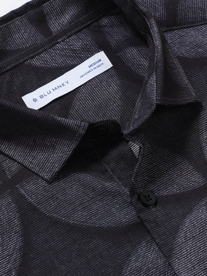 Contemporary Printed Cotton Blend Shirt Lt Grey Black