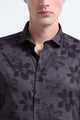 Contemporary Printed Cotton Blend Shirt Dark Grey
