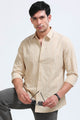 Men's Seersucker Striped Shirt Beige
