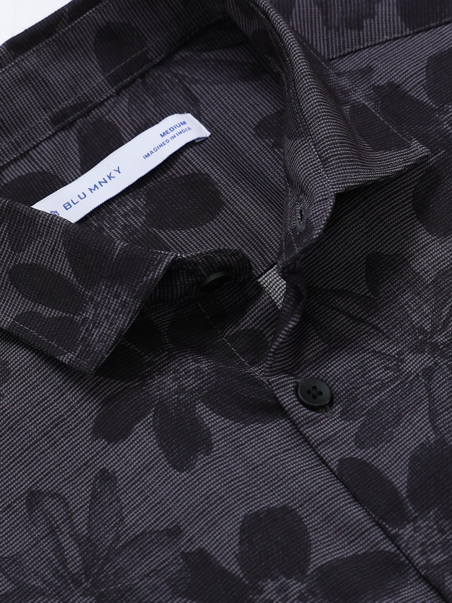 Contemporary Printed Cotton Blend Shirt Dark Grey