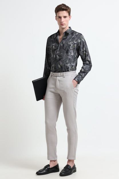Premium Cotton-blend Digital Print Shirt Charcoal