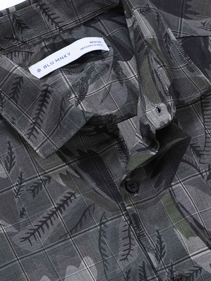Premium Cotton-blend Digital Print Shirt Charcoal