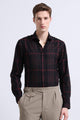 Classic Checked Slim Fit Shirt Maroon Black